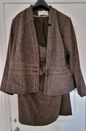 ROMAN ORIGINALS brown tweed skirt suit, size 20 - Picture 17 of 19