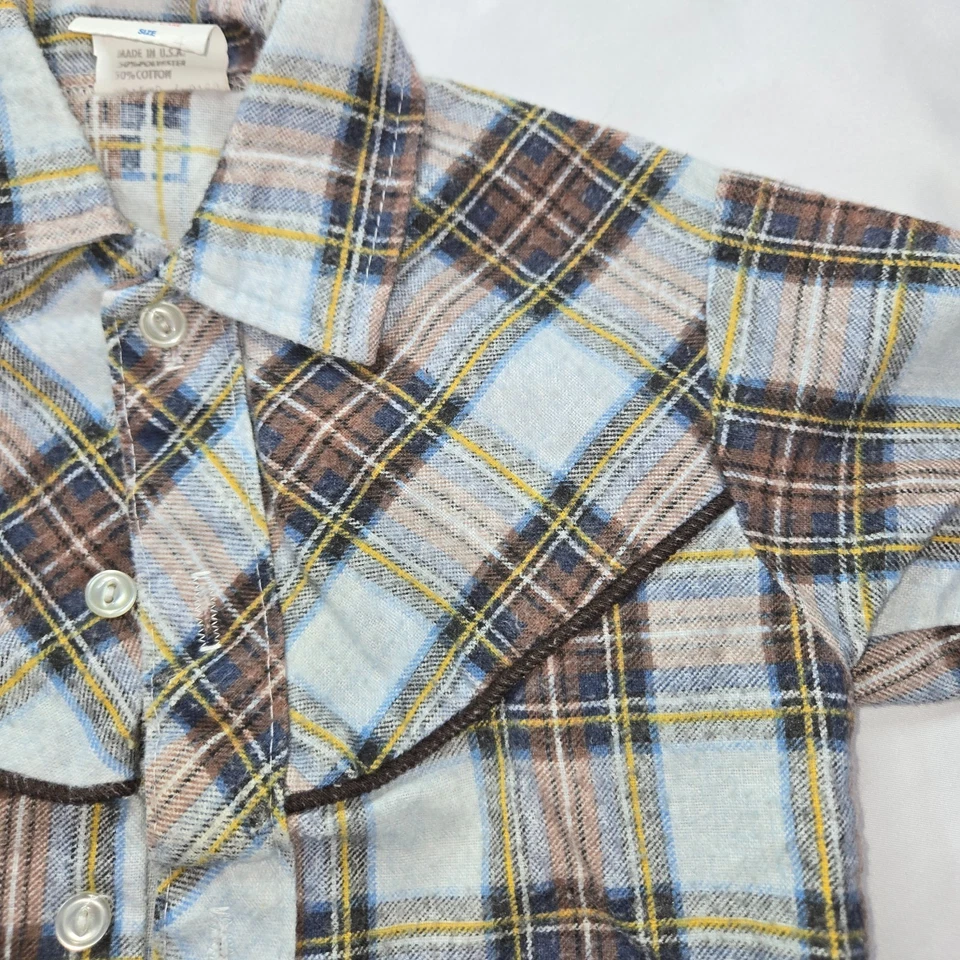 Vintage Boy's Size 4 Outfit Lot Button Up Flannel Jean Pant Doe Spun Wrangler - Imagem 4 de 4
