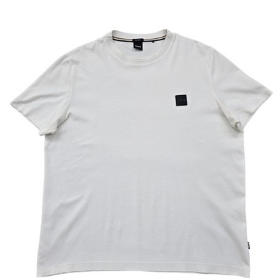 Hugo Boss Men's White Logo Patch T-Shirt XXL Crew Neck Short Sleeve Cotton