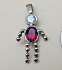 Sterling Silver 925 Birthstone Baby Kid Pendant July Pink Boy 1.25" Charm 1203