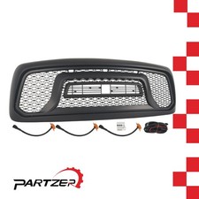 Front Bumper Grille W Led Lights Fits 2002-2005 Ram Dodge 1500 Matte Black