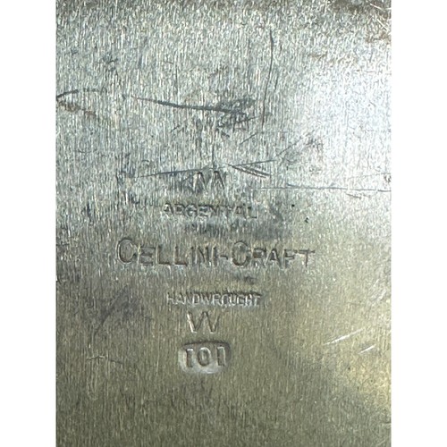 Cellini Craft 1930 Argental Handwrought Aluminum Tray w/ Beautiful Blue Tile - Picture 7 of 9
