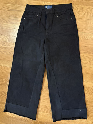 NWOT Democracy ''Ab''solution Skyrise Spliced Fray Hem Wide Leg Jeans Sz 12 Black