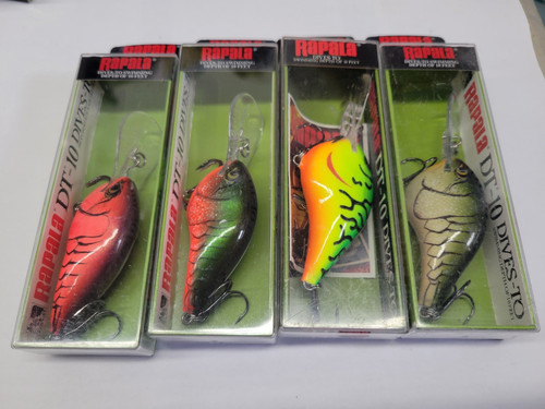 Lot of (4) Different Color Rapala DT-10's, all new in box L@@K!!