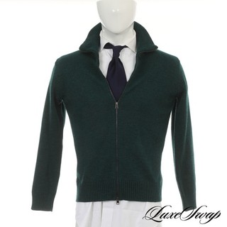 #1 MENSWEAR GRP Toscana Made in Italy Jade Green Full Zip Cardigan Sweater III