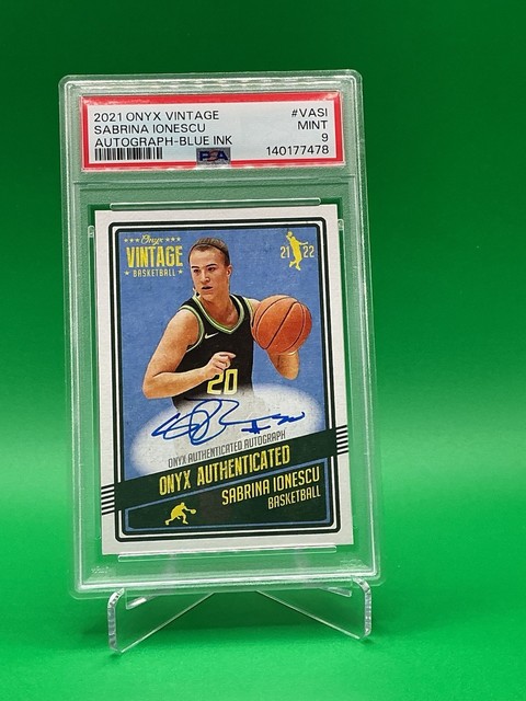 SABRINA IONESCU 2021 Onyx Vintage Rookie ON CARD Autograph Blue Ink PSA 9 🔥