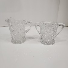 EAPG Glass Cream  Sugar Diamond Pattern See Photos