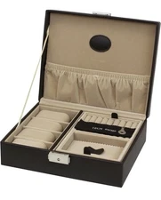 Valet For Four Watches + Jewelry, Cuff links, Rings, Leather Compact Valet Case