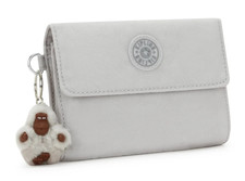Cartera Kipling Pixi Doble Cierre a Presión Ranuras para Tarjetas Bolsillo con Cremallera Niebla Fresca Nueva con Etiquetas
