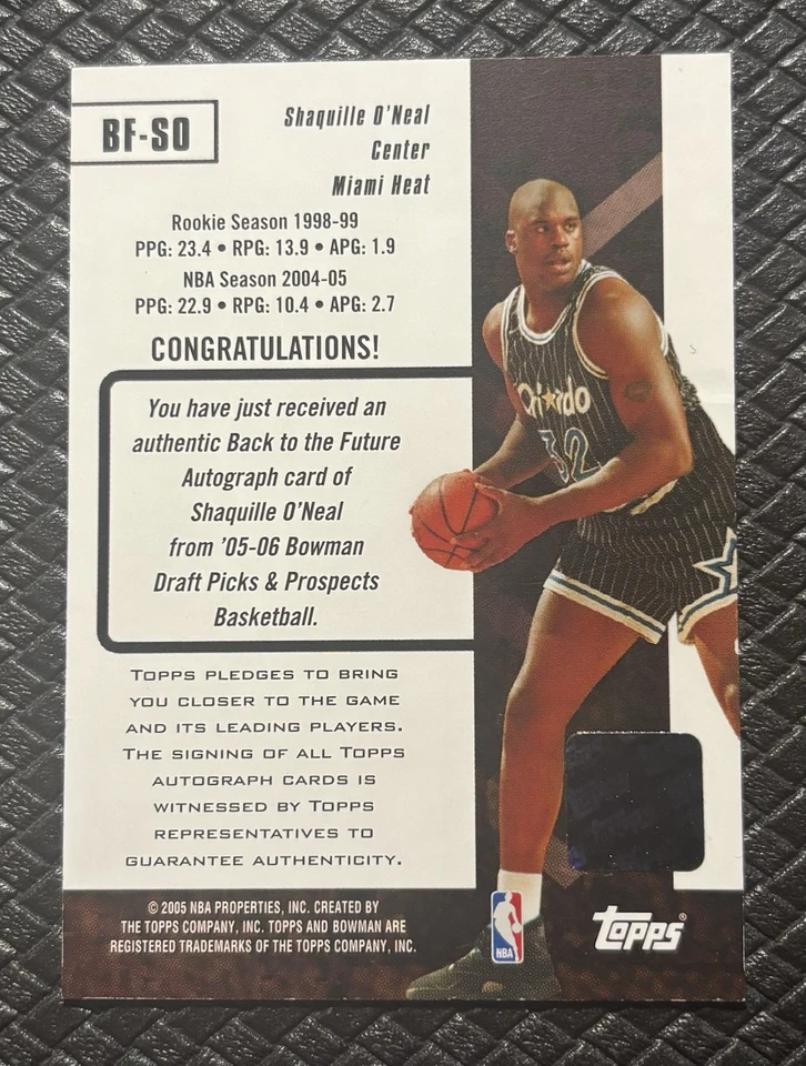 SHAQUILLE O'NEAL 2005-06 Bowman Back to the Future SSP Auto 1:8263 Odds Lakers - Image 2 of 2
