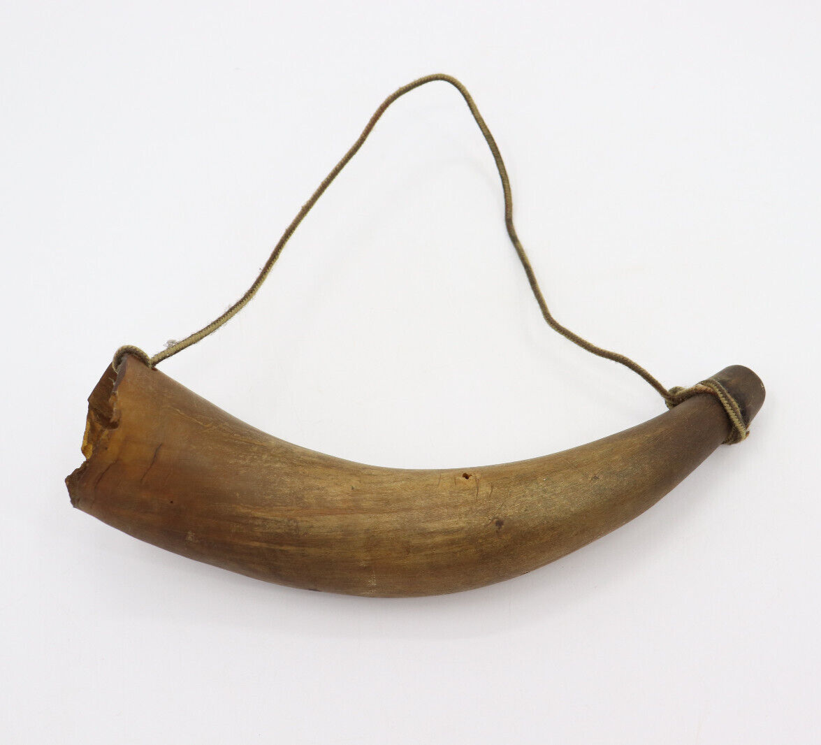 Antique Civil War Era Powder Horn - Vintage Real Horn - Military War Memorabilia