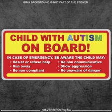 Child with Autism on board sticker decal autistic awareness vehicle bumper car 