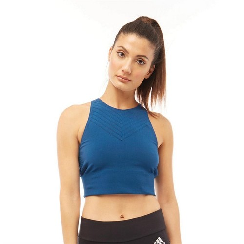 ADIDAS WOMENS WARP KNIT SEAMLESS CROP TOP â MARINE BLUE â LARGE (16-18) - BNWT | eBay