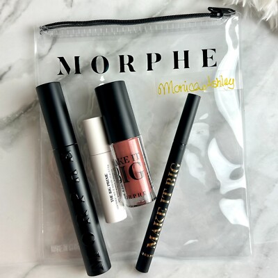 NEW Morphe Makeup SET Make It BIG Mascara Eyeliner Primer Lip Plumping Gloss Bag