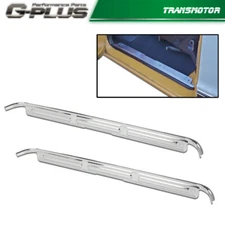 Chrome Door Sill Plates w/hardware Pair Set Fit For 67-72 Chevy C10 GMC Truck