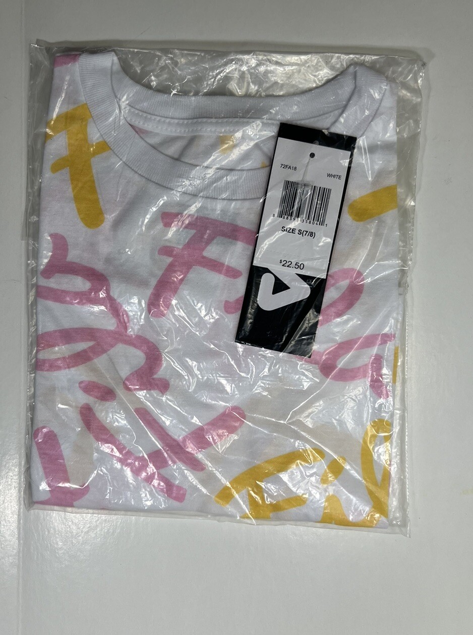 T shirt grafica FILA vestibilità regolare girocollo taglia 7 8 bianca