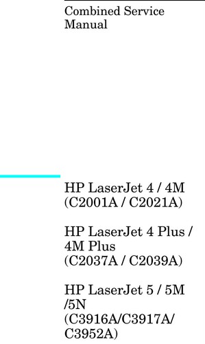 HP LaserJet 4/4M/4+/4M+/5/5M/5N Laser Printer Service Manual(Parts & Diagrams) - 第 1/1 張圖片