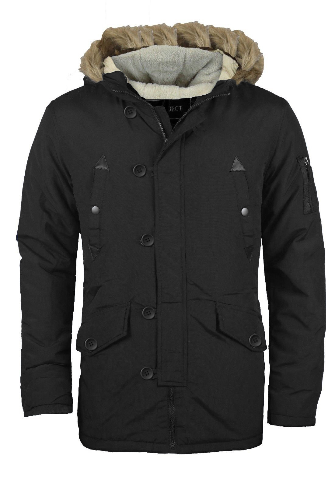 Herren Fleecejacke Winter Parka - Sherpa Gefüttert Mit Kapuze Winddicht
