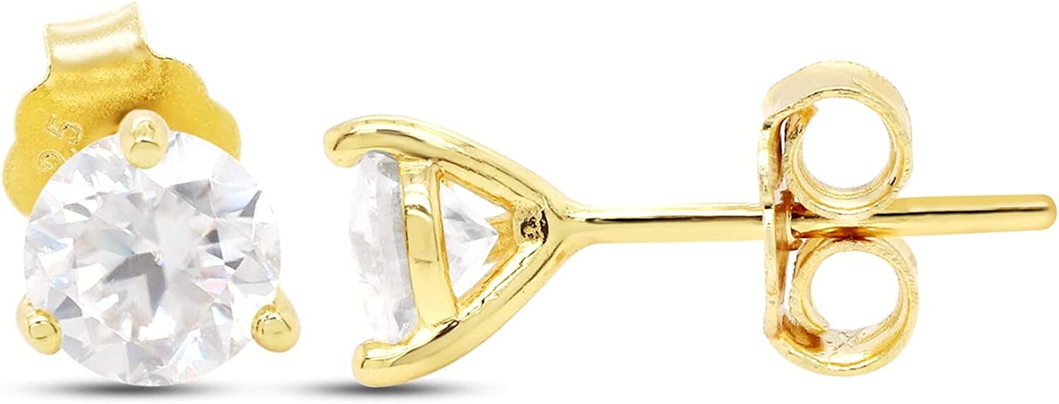 5/6 Ct Lab Created Moissanite Stud Earrings 14k YG Plated 925 Silver