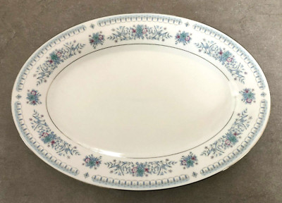 Crown Ming China Jian Shiang Harmony Blue Platinum - 14'' OVAL SERVING PLATTER