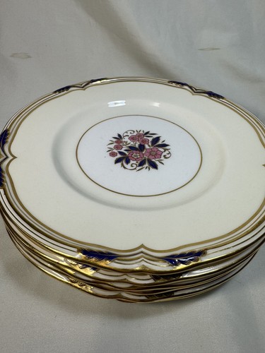 (6) Minton for Tiffany & Co Pink Floral/Gold on Cream 8.75 Inch LUNCHEON PLATES - Picture 9 of 11