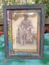 Ancient Photograph Painting Print Of Hindu Saint Collectible Framed Wall Decor