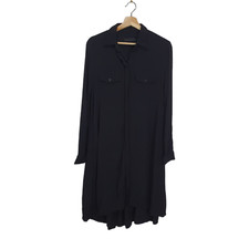 Hatch Maternity Size 0/S Black Crepe Long Sleeve Collared Button Shirt Dress
