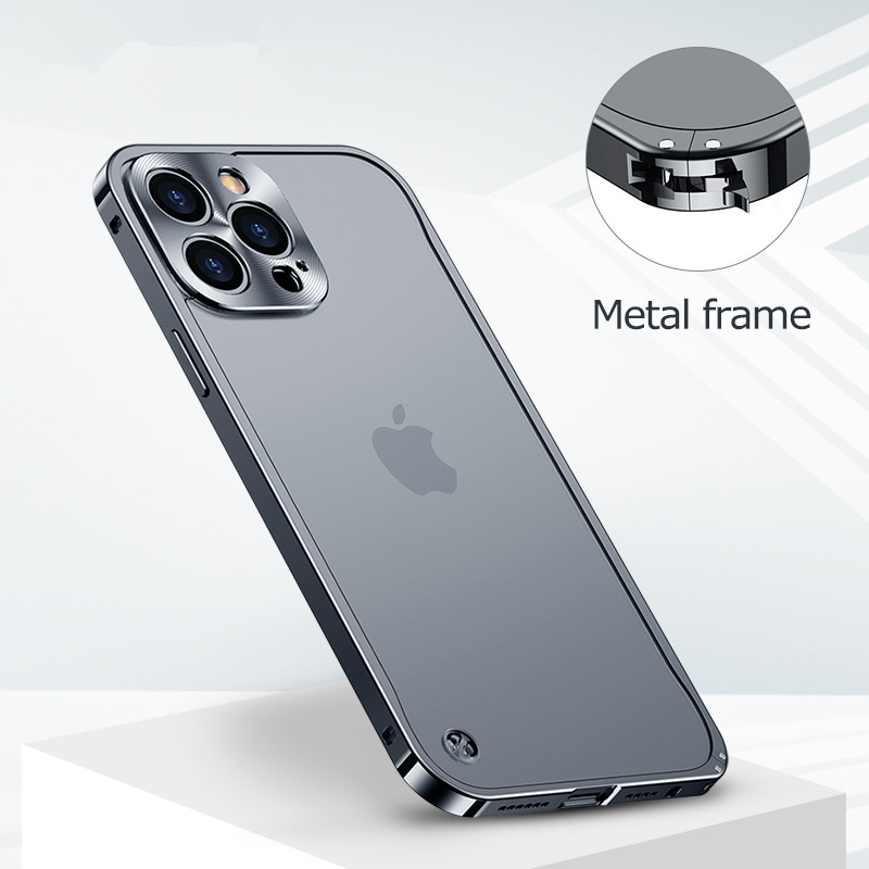 Coque IPhone Métal Bumper Antichoc - Cadre Aluminium + Bords Silicone - Modèles 11 à 17 Pro Max - Neuf