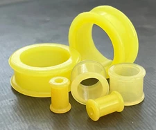 PAIR Yellow Silicone Tunnels Double Flare Plugs Earlets Soft Flexible Gauges