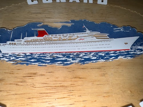 Vintage 80er Jahre? MV Cunard Gräfin, Schiff Andenken Glas Tablett Schmuckschale Teller - Bild 6 von 10