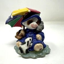 Vtg Marys Moo Moos WATER FRIENDS FOR? Figurine Enesco Cow #296872 Umbrella 1997