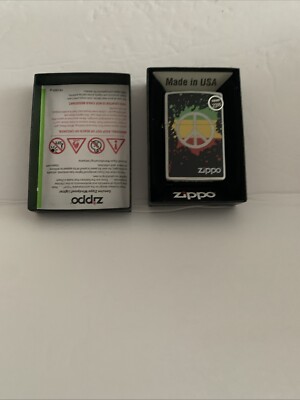 Zippo Lighter Peace Splash Green Yellow Red Splat Paint Brushed02207