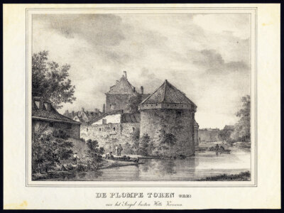Antiker Druck-UTRECHT-WITTE VROUWEN-PLOMPETOREN-GRABEN Hardenbergh-Houtman-1830