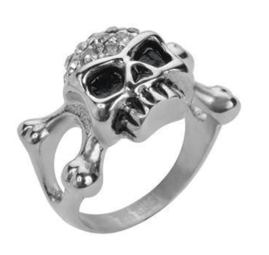 Ladies CZ Skull & Crossbones Bling Ring 105 - Image 3 of 4