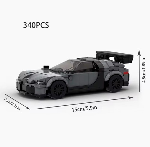 Bugatti Chiron | Grey & Black | Building Brick Set MOC - 340 Pieces UK - Picture 8 of 8