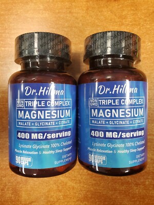 2 Pack: Dr. Hillma Triple Magnesium Complex 400mg - 90 Caps Ea. - Exp. 1/26 W6D