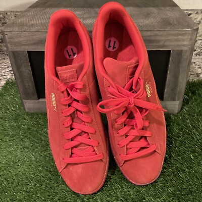 Puma Suede Mono Triplex Mens Speckled Shoes Red 386852-02