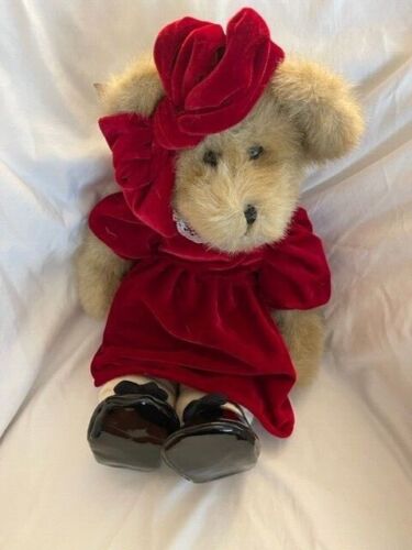 Hallmark Brown Teddy Bear 18inch in Red Velvet Dress, Black Patten Shoes w/tag - Photo 1/6