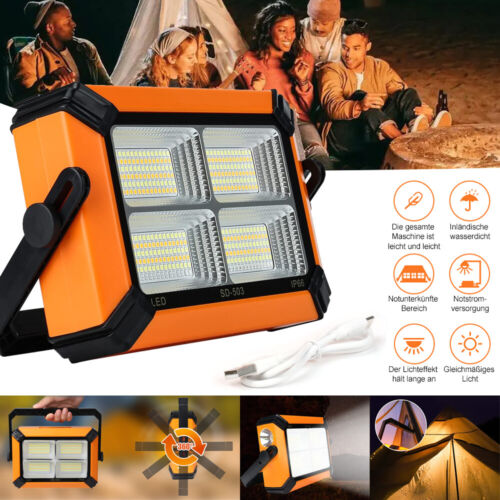 LED Arbeitsleuchte Akku Aufladbar Werkstattlampe Baustrahler Flutlicht Solar DE - Bild 22 von 56