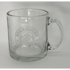 Starbucks Etched Mermaid Glass Coffee Tea Mug Cup Made in USA 10 oz
