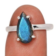 Natural Labradorite - Madagascar 925 Sterling Silver Ring Jewelry s.8 CR73512