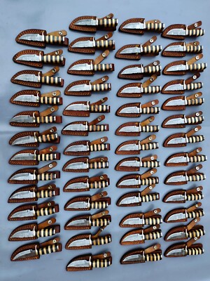 Lot of 50 HANDMADE DAMASCUS STEEL SKINNER HUNTING KNIVES 6inch