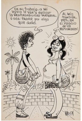 FELIPE WILSON. Draftsman  Illustrator Caricature Cuban Art. mixed cardboard #8