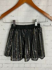 Art Class Skirt Size 3T Girl's Black Layered Mesh Silver Gold Rose Sequined C03
