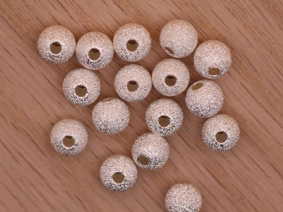 925 Sterling Silver STARDUST SPACER BEADS 4mm, 5mm, 6mm (findings frosted) - Image 4 of 4