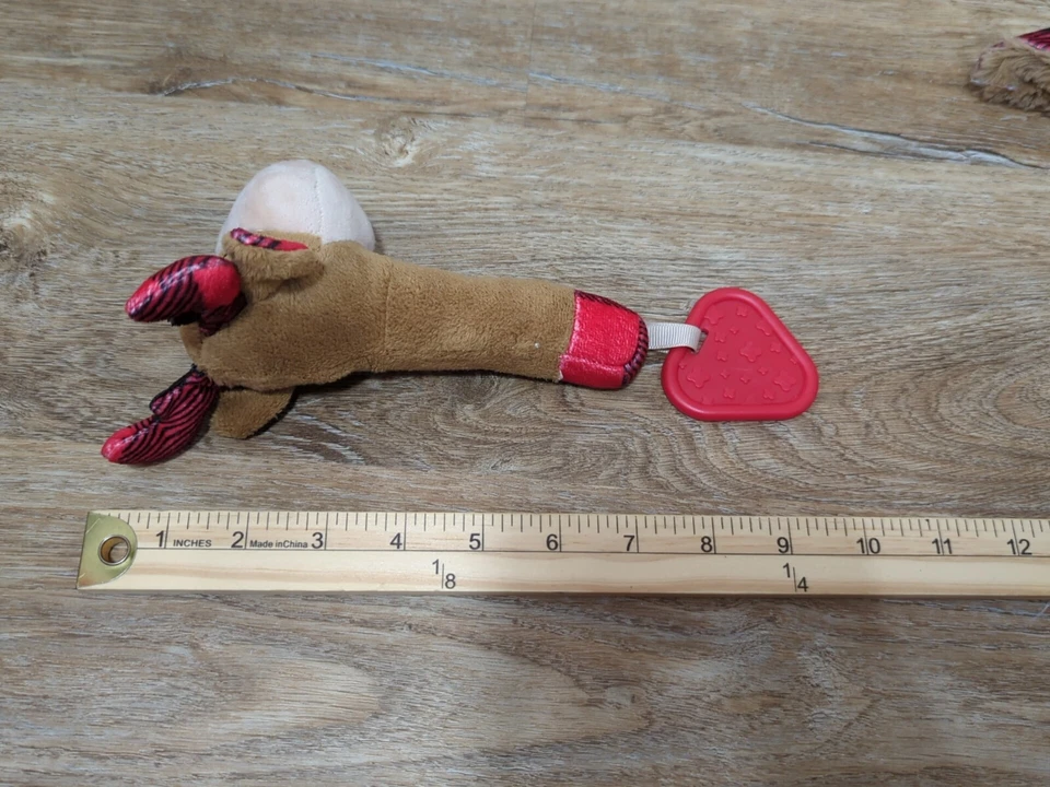 Trend Lab Moose Reindeer Brown Red Black Buffalo Plaid Baby Security Blanket set - Image 3 of 4