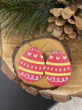 Easter -7 Faux Leather teardrop earrings