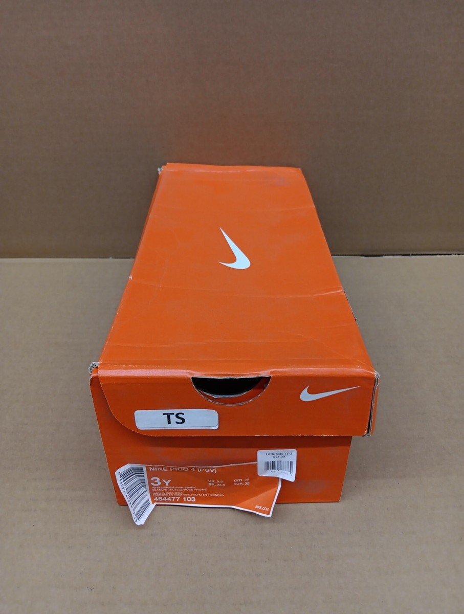 Nike Pico 4 (PSV) Kids Shoe- White/prism Pink- US Size 3Y Nike Pico 4 (PSV) Kids Shoe- White/prism Pink- US Size 3Y