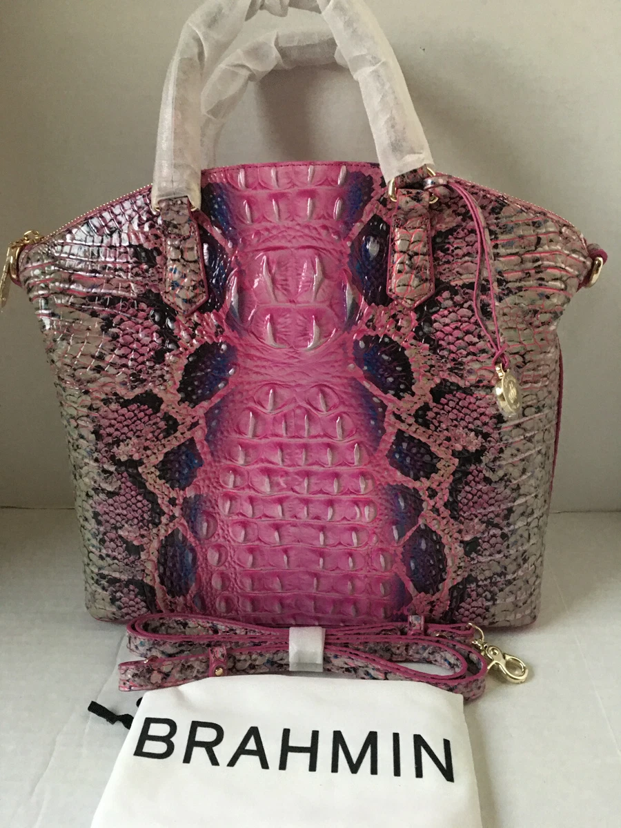 NEW BRAHMIN LARGE DUXBURY SATCHEL PINK COBRA OMBRE MELBOURNE