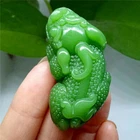 Jasper Natural jade pixiu statue 貔貅 Green Necklace Amulet Pendant Fine jewelry